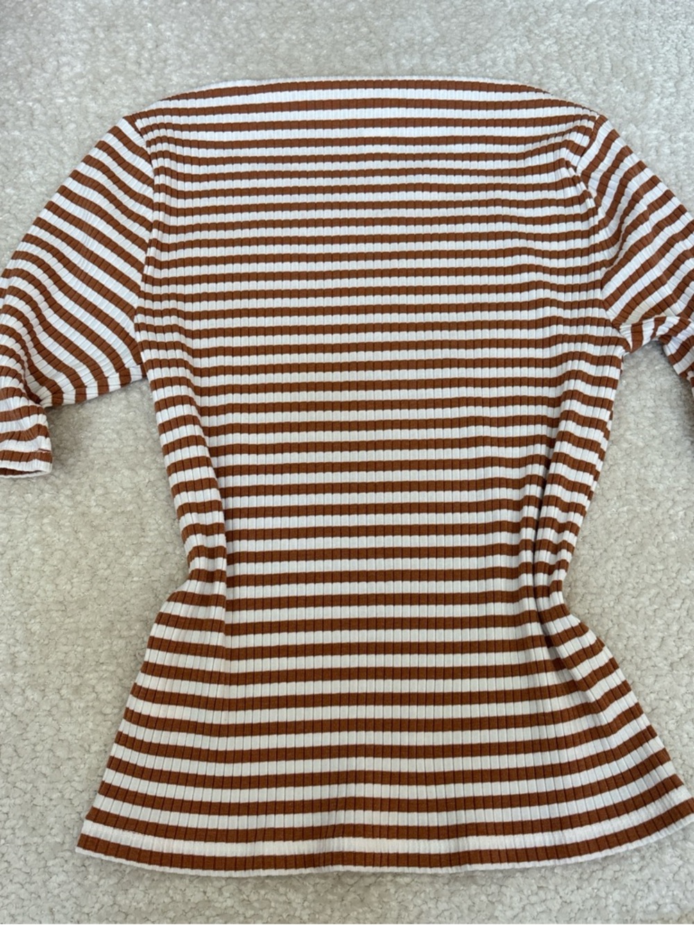 Old Navy White & Rust Striped Ribbed Tee - Picture 3 of 3